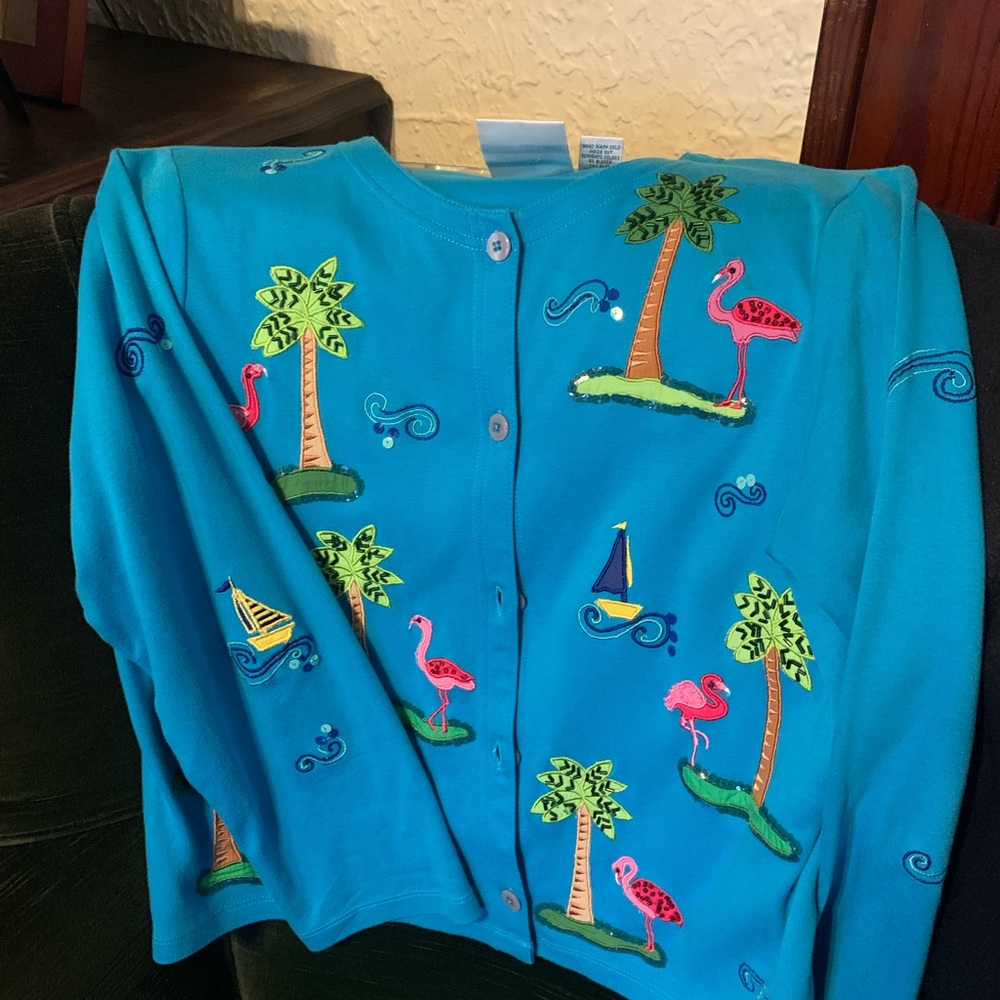 Michael Simon cotton knit button front top cardigan.  Look at all photos.